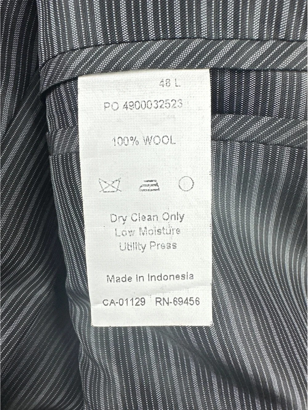 Calvin Klein Men's Charcoal Gray 100% Wool Blazer Suit Jacket 48L
